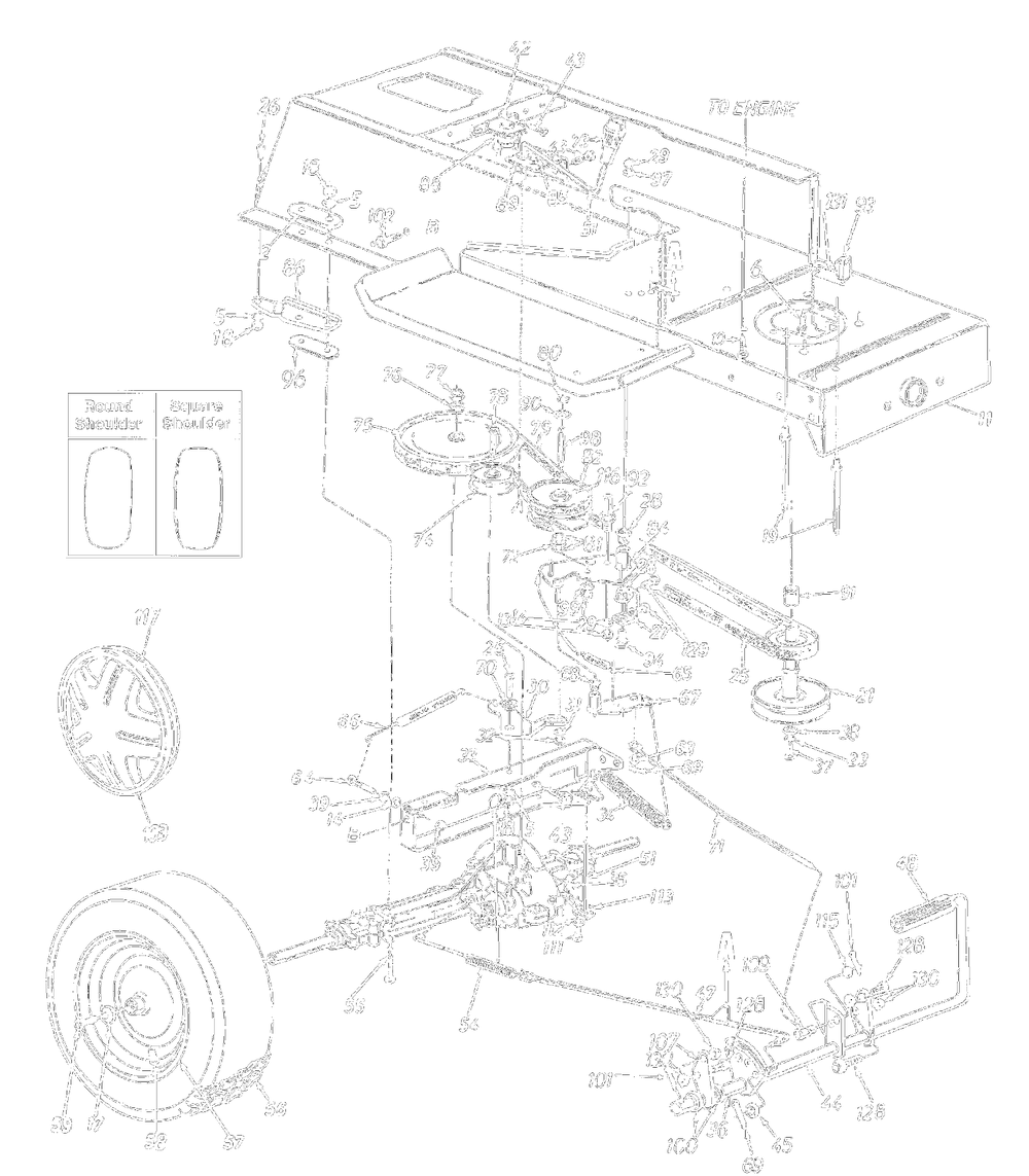 Drive, Rear Wheels, Frame Diagram and Parts List for 13AM675G062 2000 Yard Machines Lawn Tractor